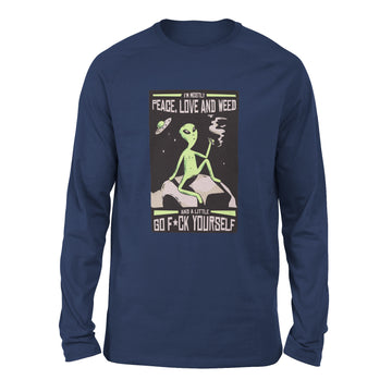 I Mostly Want Peace, Love And Weed Men/Unisex Drop Shoulder Sweatshirt in Navy color